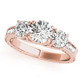 Lab Grown Round Diamond 3 Stone Engagement Ring Platinum
