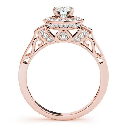 Lab Grown Round Diamond Halo Engagement Ring 18K White Gold