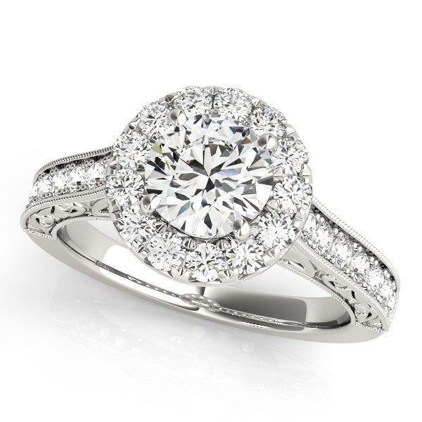 Lab Grown Round Diamond Halo Engagement Ring