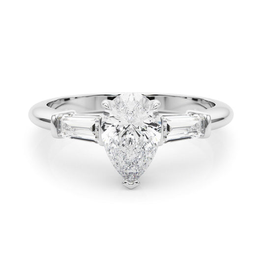 Lab-Grown Pear Cut Diamond 3 Stone Engagement Ring