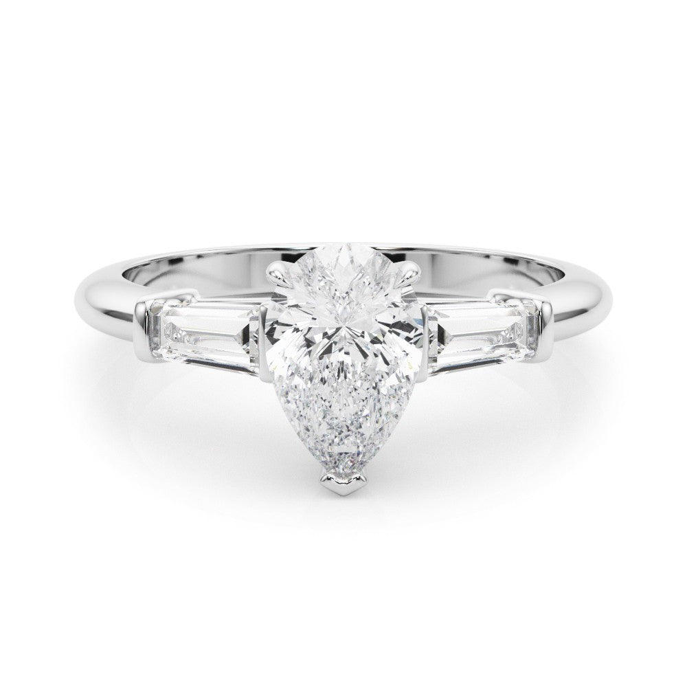 Lab-Grown Pear Cut Diamond 3 Stone Engagement Ring
