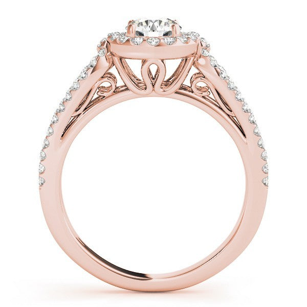 Lab Grown Round Diamond Halo Engagement Ring 18K White Gold