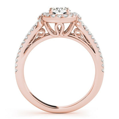 Lab Grown Round Diamond Halo Engagement Ring 18K White Gold
