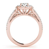 Lab Grown Round Diamond Halo Engagement Ring 18K White Gold