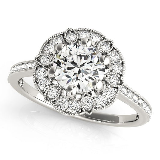 Lab Grown Round Diamond Halo Engagement Ring