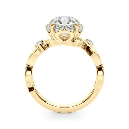 Lab-Grown Round Cut Diamond Halo Engagement Ring Platinum