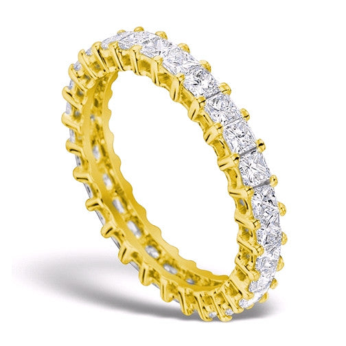 2.00 Carat Princess cut Diamonds Claw-set Full Eternity Ring 18k Yellow Gold