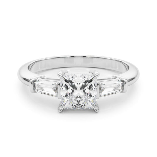 Lab-Grown Square Cut Diamond 3 Stone Engagement Ring