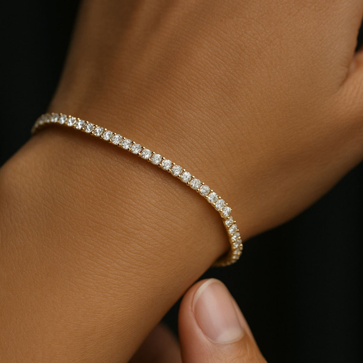 Bracelet tennis en or jaune 18 carats avec diamants ronds de laboratoire de 2,00 ct, qualité DE/VS