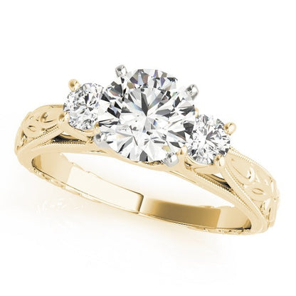 Lab Grown Round Diamond Art Designer 3 Stone Engagement Ring Platinum