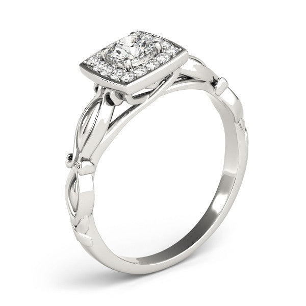 Lab Grown Round Diamond Halo Engagement Ring 