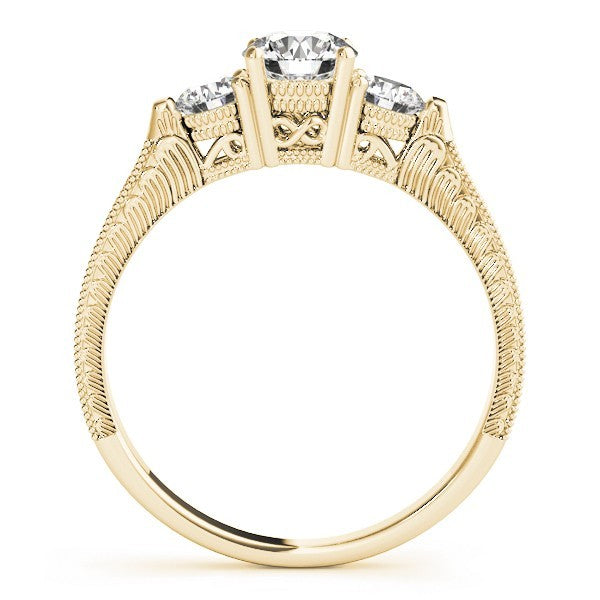 2.00Ct Lab Grown Round Diamond Milgrain 3 Stone Engagement Ring Platinum