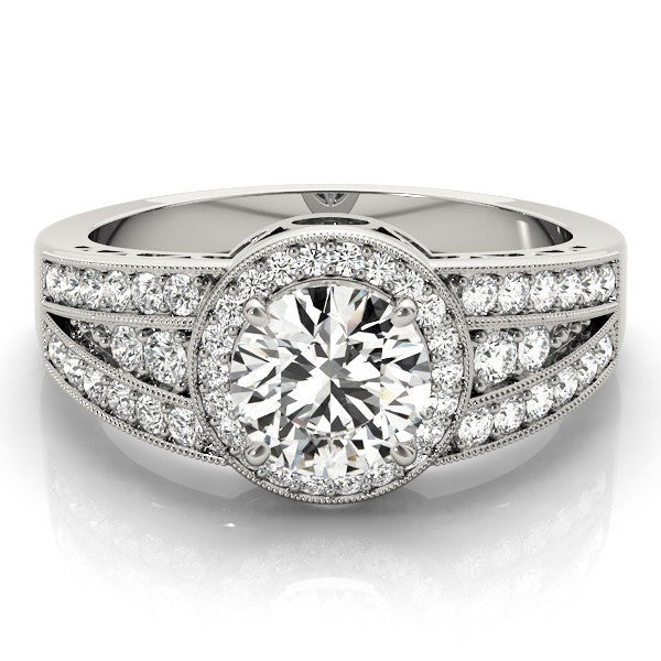 Lab Grown Round Diamond Halo Engagement Ring