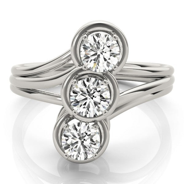 Lab Grown Round Diamond Trilogy Engagement Ring Platinum