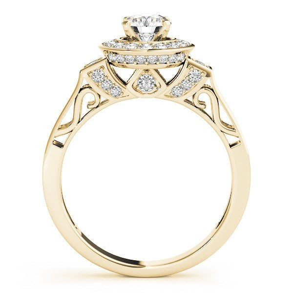 Lab Grown Round Diamond Halo Engagement Ring 18K White Gold