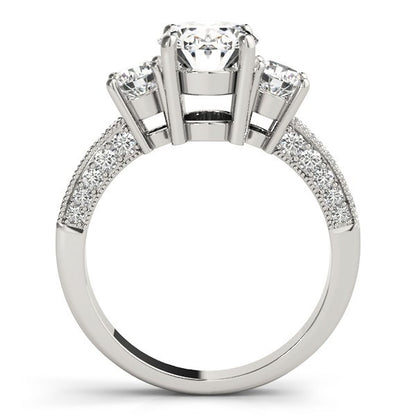 Platinum 2.00CT DE/VS Lab Grown Oval Cut Diamond Trilogy Engagement Ring