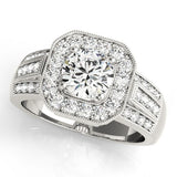 Lab Grown Round Diamond Halo Engagement Ring