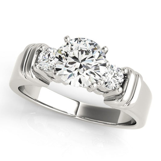 Lab Grown Round Diamond 3 Stone Engagement Ring