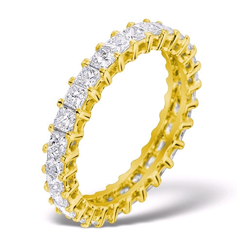 2.00 Carat Princess cut Diamonds Claw-set Full Eternity Ring 18k Yellow Gold