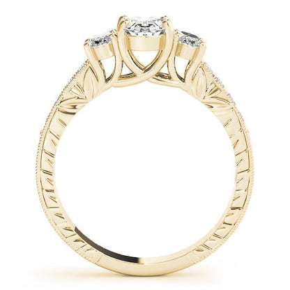 Lab Grown Oval Cut Diamond Trilogy Engagement Ring Platinum In 2.00ct DE/VS