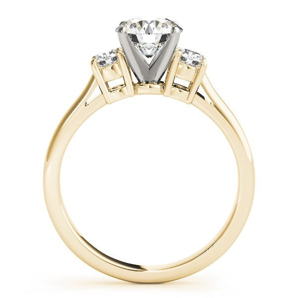 Gold ring with a diamond on a white background
