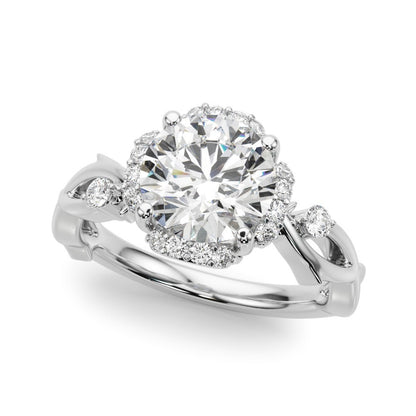 Lab-Grown Round Cut Diamond Halo Engagement Ring Platinum