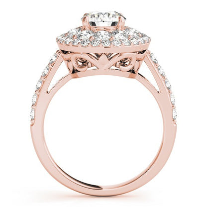 Lab Grown Round Cut Diamond Halo Engagement Ring 