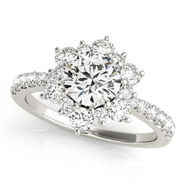 2.00 Ct DE/VS Lab Grown Round Diamond Halo Engagement Ring 18K White Gold