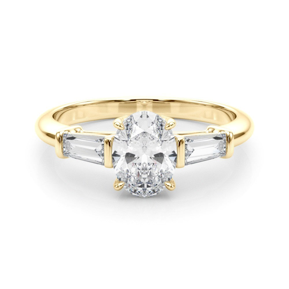 Lab-Grown Oval Diamond 3 Stone Engagement Ring
