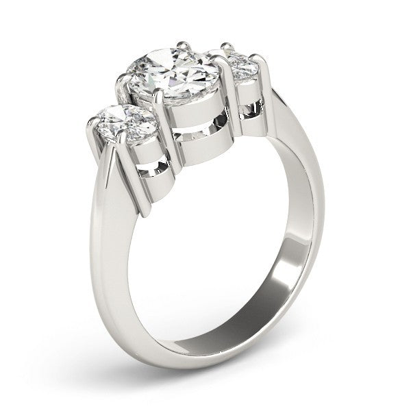 Lab-Grown Oval Diamond 3 Stone Engagement Ring – 18K Rose Gold