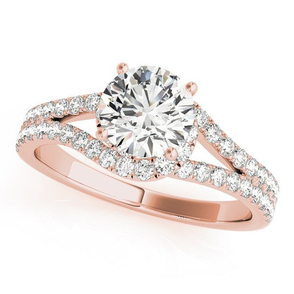 Lab Grown Round Diamond Halo Engagement Ring 18K White Gold