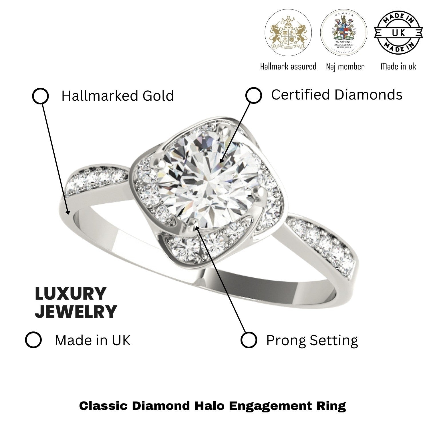 Lab-Grown Diamond Halo Engagement Ring