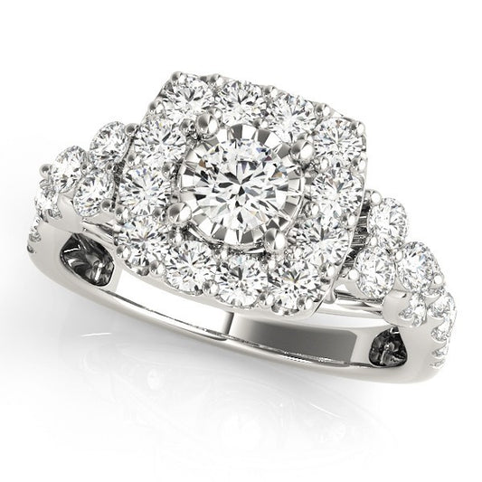 Lab Grown Round Diamond Halo Engagement Ring