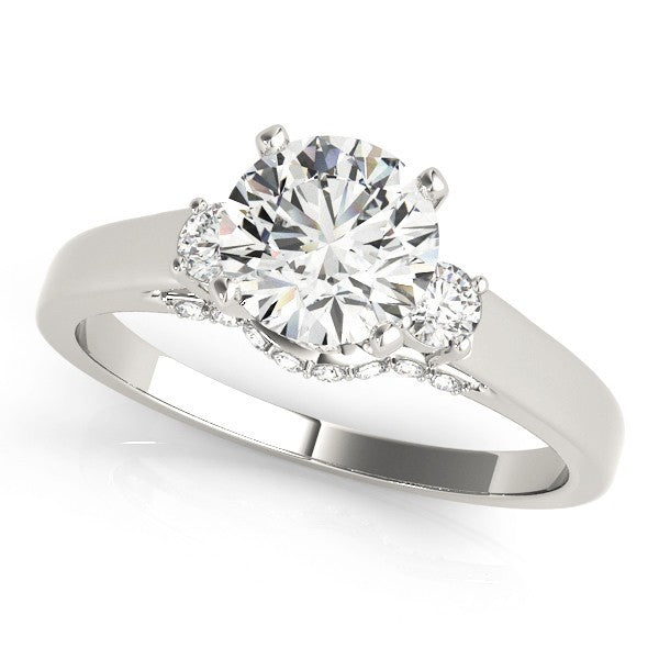 Round Cut Lab Diamond Trilogy Engagement Ring Platinum
