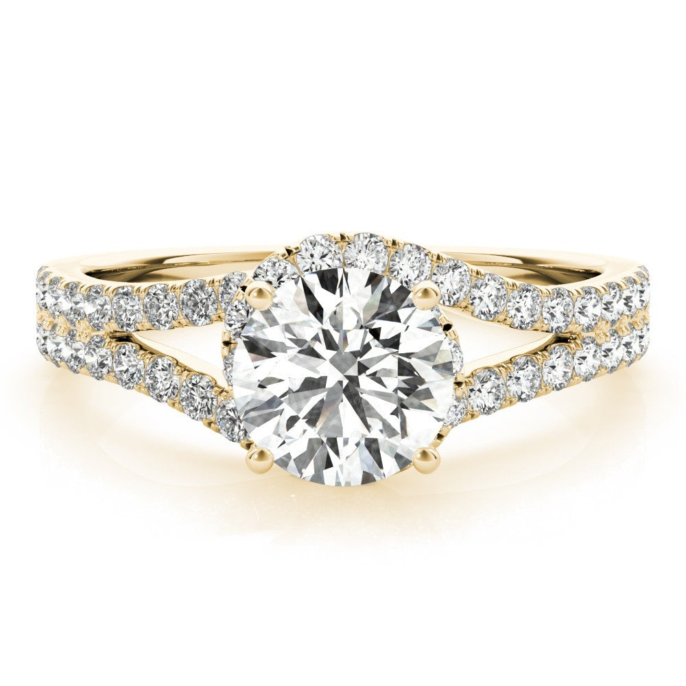 Lab Grown Round Diamond Halo Engagement Ring 18K White Gold