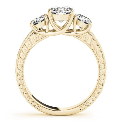 Lab Grown Round Diamond 3 Stone Engagement Ring Platinum