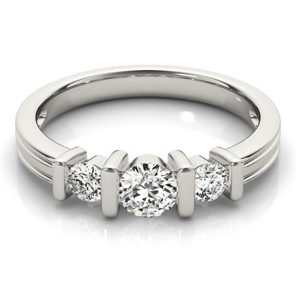 2.00Ct Bar Set Lab Grown Round Diamond 3 Stone Engagement Ring Platinum