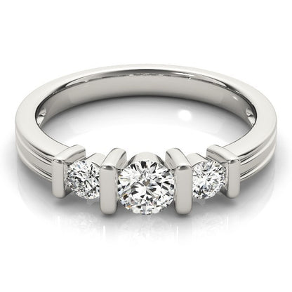 2.00Ct Bar Set Lab Grown Round Diamond 3 Stone Engagement Ring Platinum