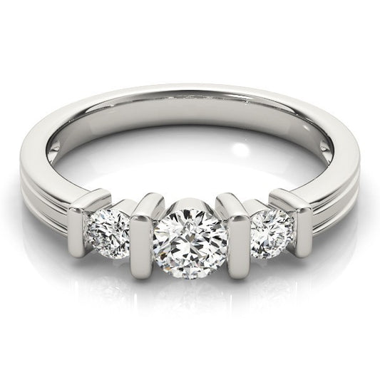 2.00Ct Bar Set Lab Grown Round Diamond 3 Stone Engagement Ring Platinum