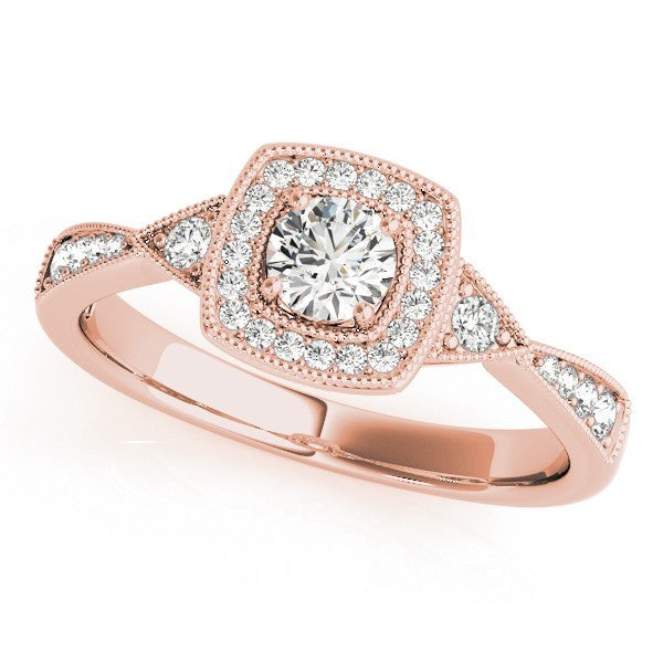 Lab Grown Round Diamond Halo Engagement Ring