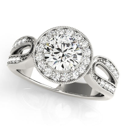 Lab Grown Round Diamond Halo Engagement Ring 