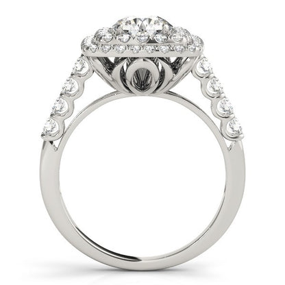 Lab Grown Round Cut Diamond Halo Engagement Ring 