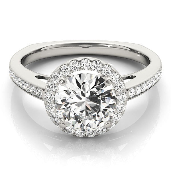  Lab Grown Round Diamond Halo Engagement Ring