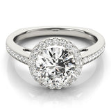  Lab Grown Round Diamond Halo Engagement Ring
