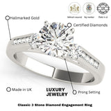 Lab Grown Round Cut Diamond Trilogy Engagement Ring Platinum