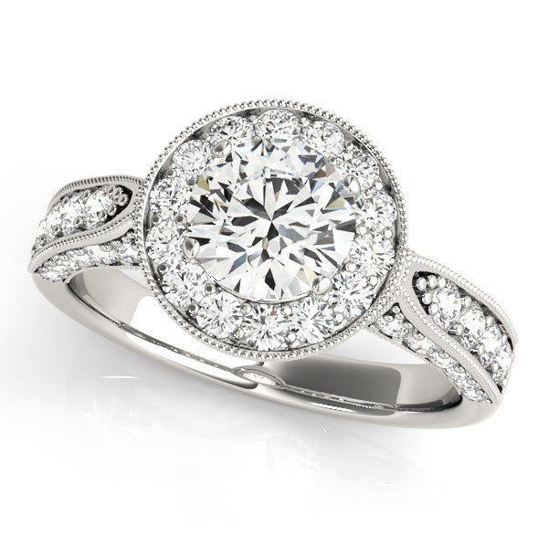 Lab Grown Round Diamond Halo Engagement Ring