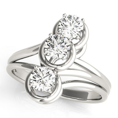  Lab Grown Round Diamond Trilogy Engagement Ring Platinum