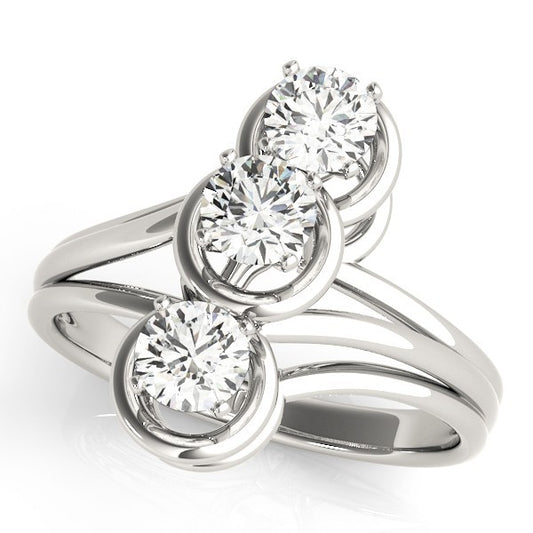  Lab Grown Round Diamond Trilogy Engagement Ring Platinum