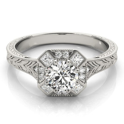 Lab Grown Round Diamond Halo Engagement Ring
