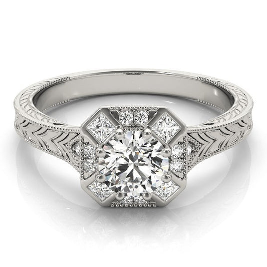 Lab Grown Round Diamond Halo Engagement Ring